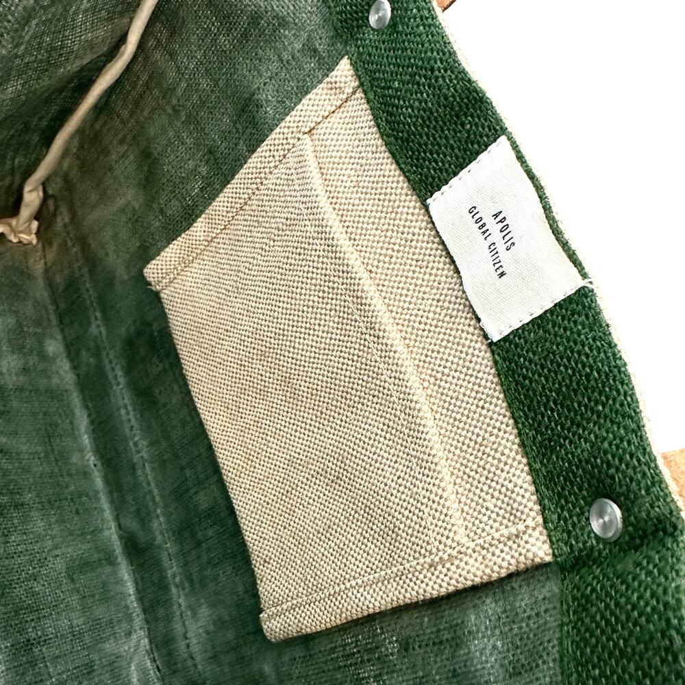 Apolis Global Citizen Magnolia Market Green Tote Bag 100% Natural Golden Jute - Picture 7 of 15